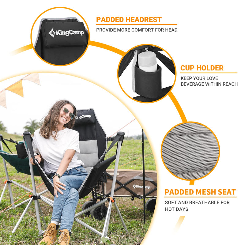 Load image into Gallery viewer, KingCamp Portable Swing Recliner Chair with Pillow Black
