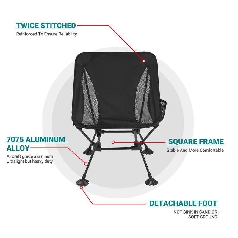 Load image into Gallery viewer, ATEPA Ultralight Square Tall Camping Chair with Detachable Foot