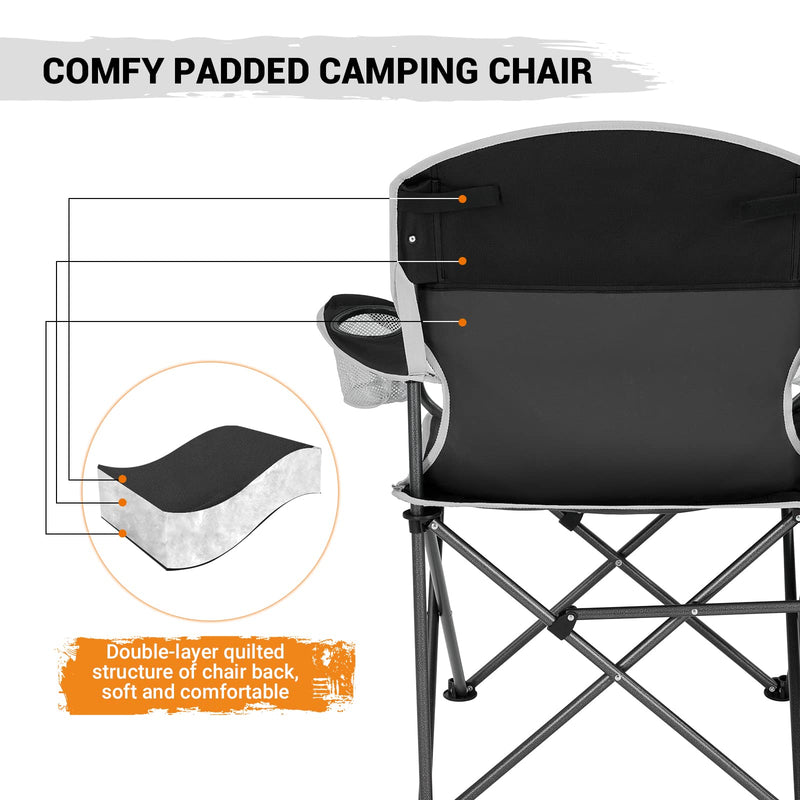 Laden Sie das Bild in Galerie -Viewer, FUNDANGO Arm Chiar Plus Spacious Armchair Folding Camping Chair with Side Table
