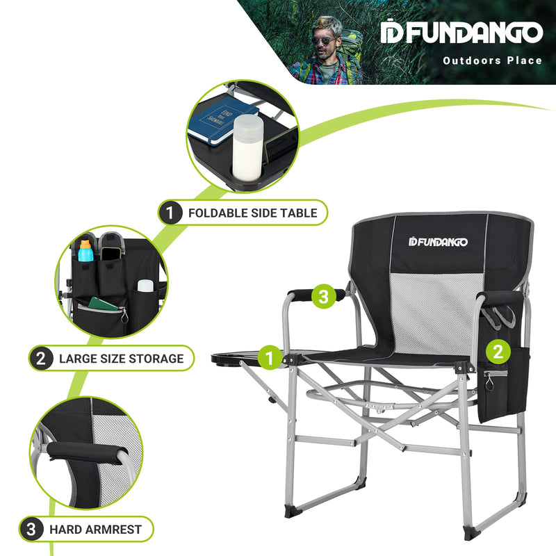 Load image into Gallery viewer, FUNDANGO Portable Director Chair Black Quick Opening Bracket Design
