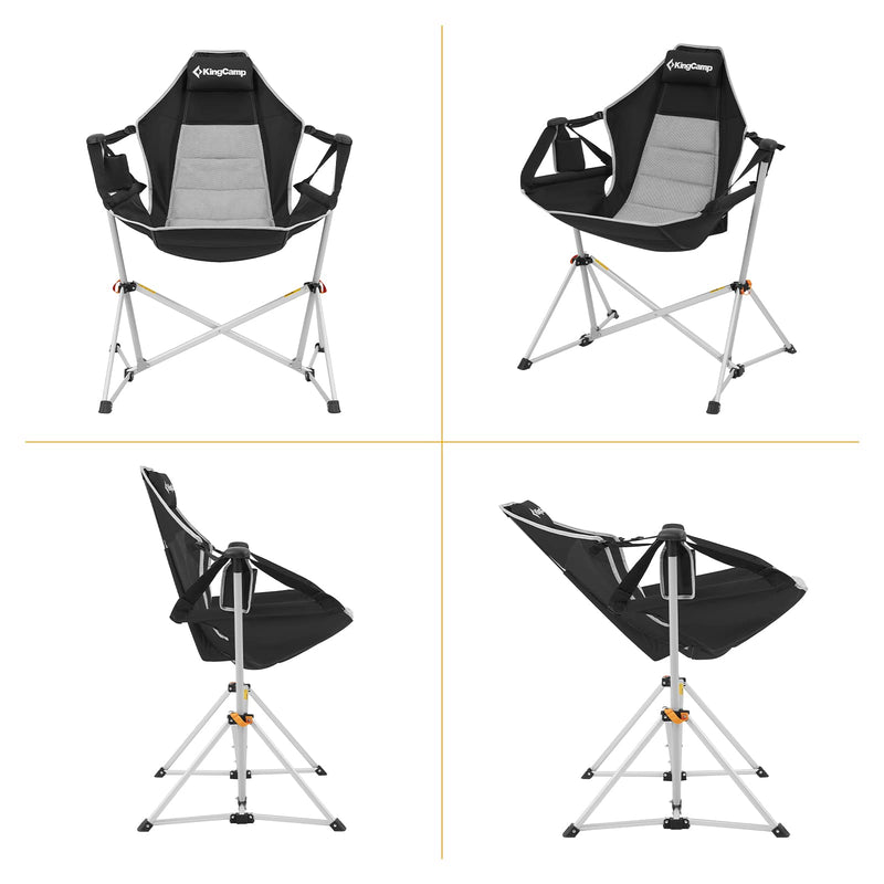 Load image into Gallery viewer, KingCamp Portable Swing Recliner Chair with Pillow Black