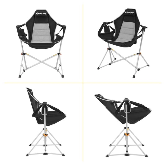 KingCamp Portable Swing Recliner Chair with Pillow Black