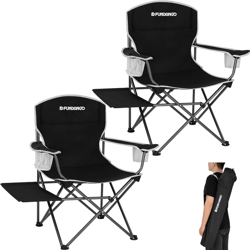 Laden Sie das Bild in Galerie -Viewer, FUNDANGO Arm Chiar Plus Spacious Armchair Folding Camping Chair with Side Table