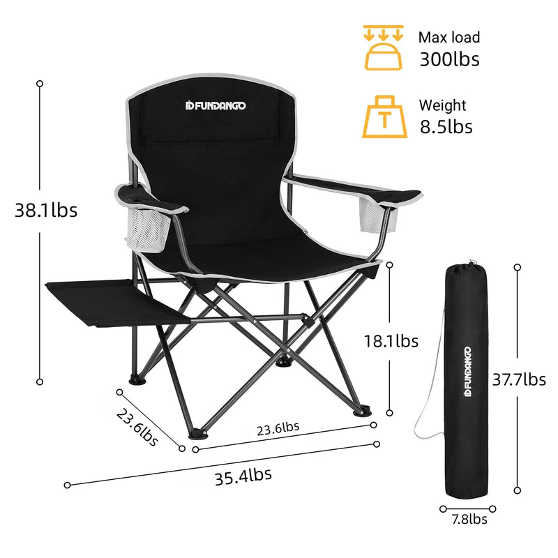 Laden Sie das Bild in Galerie -Viewer, FUNDANGO Arm Chiar Plus Spacious Armchair Folding Camping Chair with Side Table