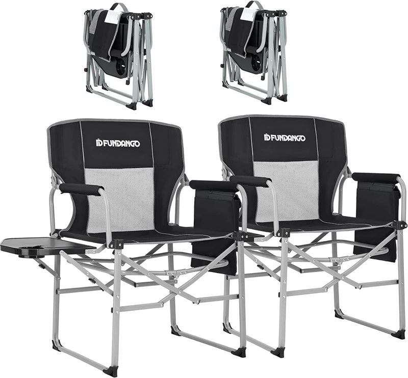 Load image into Gallery viewer, FUNDANGO Portable Director Chair Black Quick Opening Bracket Design