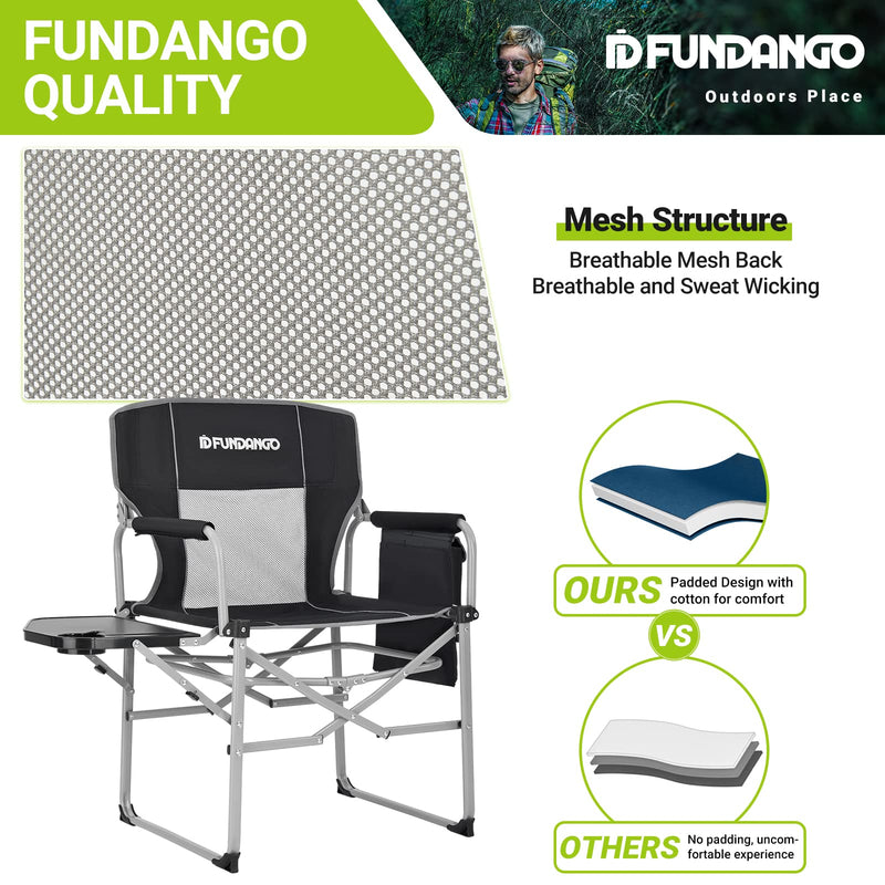 Load image into Gallery viewer, FUNDANGO Portable Director Chair Black Quick Opening Bracket Design
