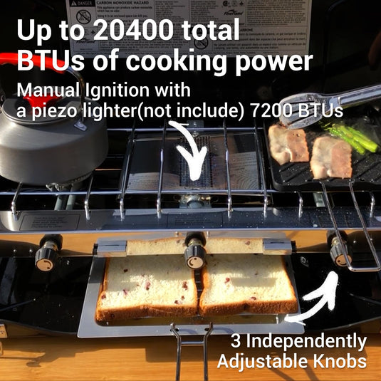 FINEFLAME Portable 3-Burner Camping Stove