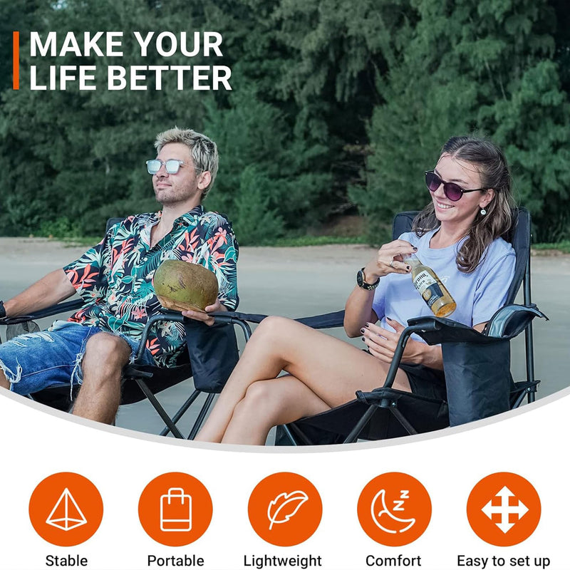 Load image into Gallery viewer, KingCamp Padded Outdoor Folding Quilted Armchair with Built In Cupholder