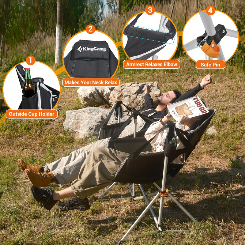 Cargue la imagen en el visor de la galería, KingCamp ORCHID C30 Double Hammock Camping Chairs with Cup Holder