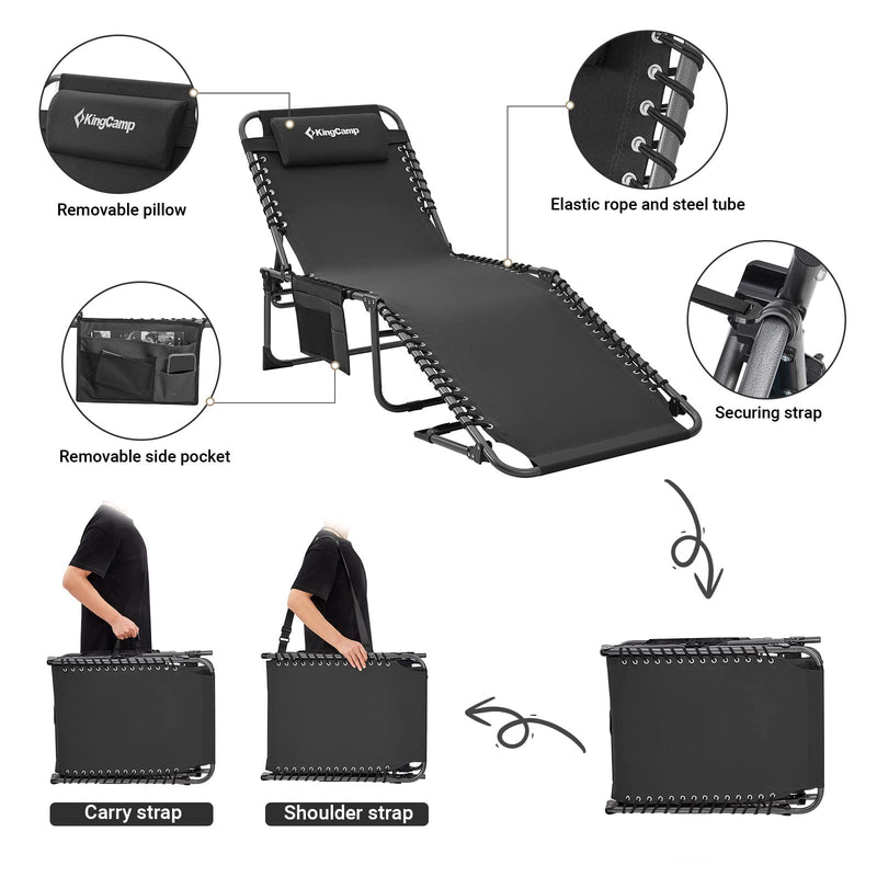 Load image into Gallery viewer, KingCamp 5 Position Outdoor Chaise Lounge Chair