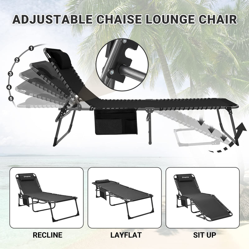 Load image into Gallery viewer, KingCamp 5 Position Outdoor Chaise Lounge Chair