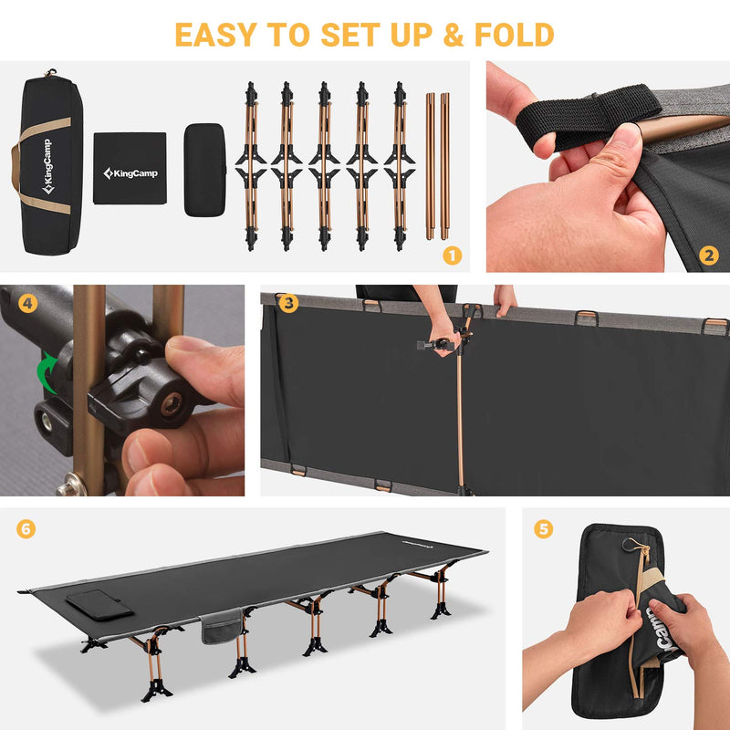Load image into Gallery viewer, KingCamp MUENSTER Cot L Oversized Folding Camping Cots Easy to Set Up and Fold