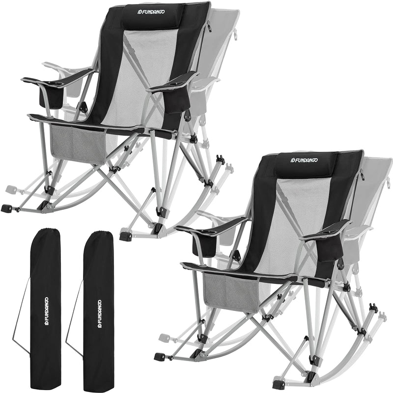 Cargue la imagen en el visor de la galería, FUNDANGO Rocking Chair Folding Chair Black