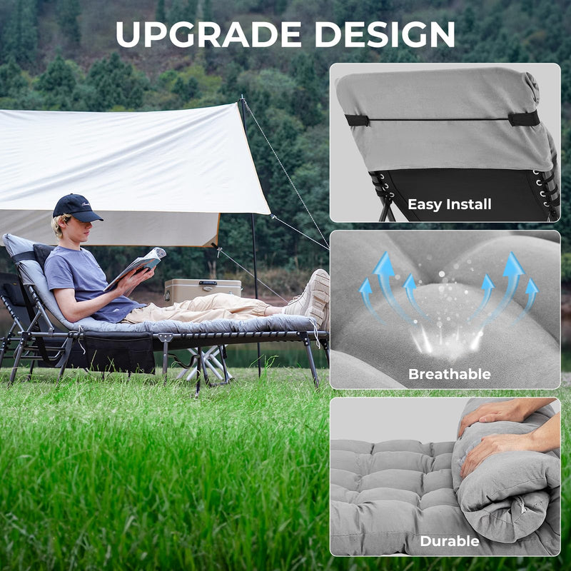 Cargue la imagen en el visor de la galería, KingCamp Oversized 3-folding Lounge Chair with Cushion