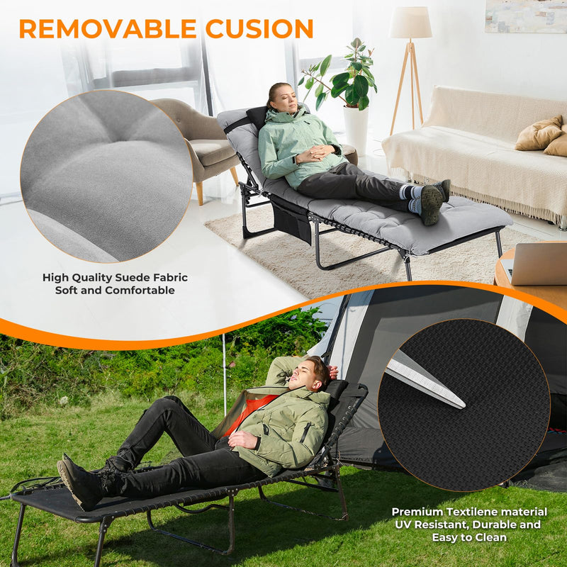 Cargue la imagen en el visor de la galería, KingCamp Oversized 3-folding Lounge Chair with Cushion