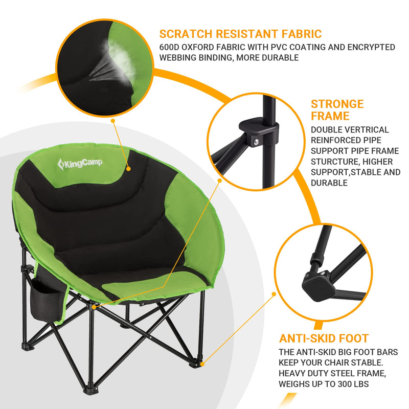 Load image into Gallery viewer, KingCamp Moon Camping Chair Oversized Padded Round Saucer Chairs with Cup Holder