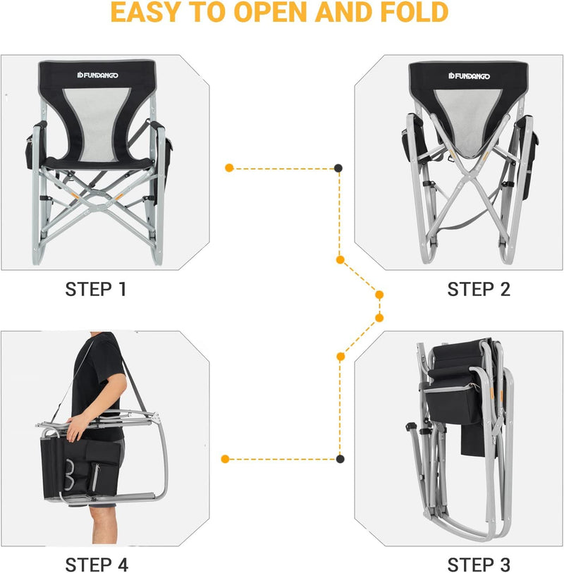 Laden Sie das Bild in Galerie -Viewer, FUNDANGO Rocking Director Chair Easy to Open and Fold