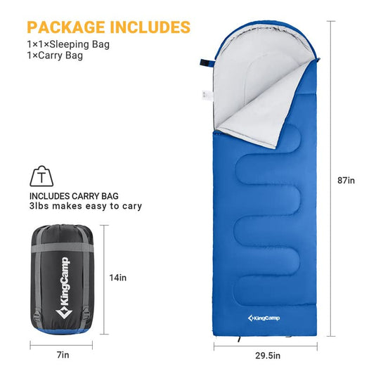 KingCamp Oasis 250+ Envelope Sleeping Bag With Hood