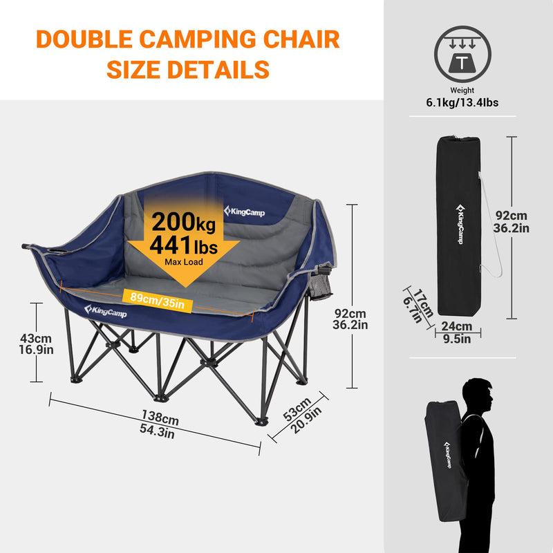 Cargue la imagen en el visor de la galería, KingCamp Double Sofa Chair Camping Loveseat