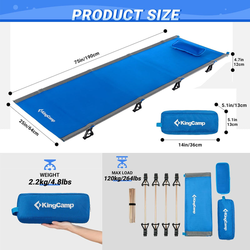 Load image into Gallery viewer, KingCamp Oversized Folding Camping Cots Ultralight Sleeping Cots