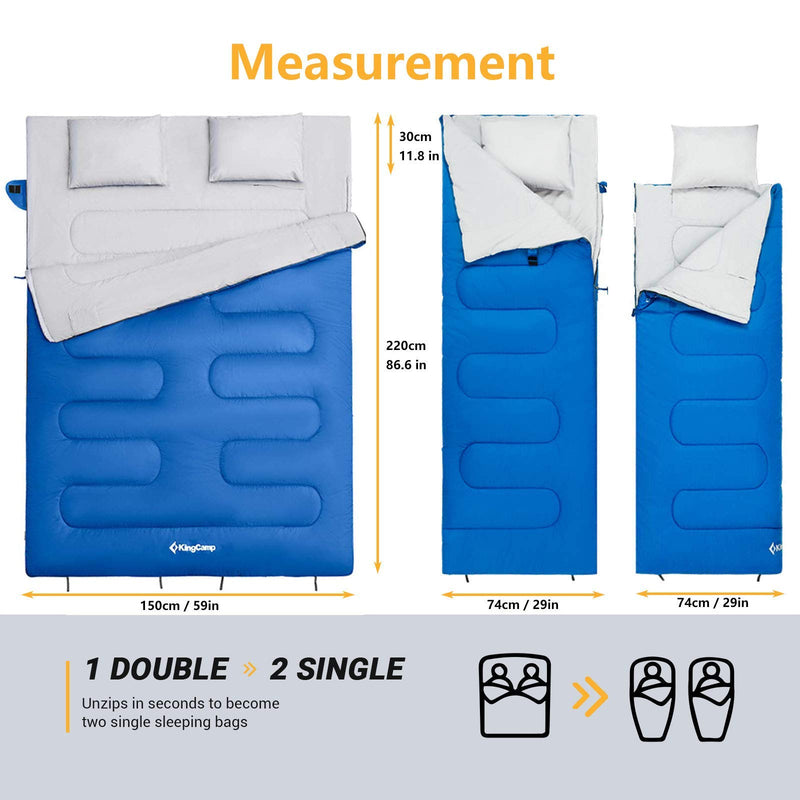 Cargue la imagen en el visor de la galería, Saco de dormir KingCamp OXYGEN 250D con doble capucha