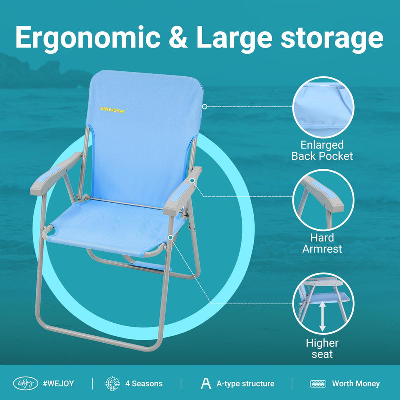 Load image into Gallery viewer, WEJOY Tall Beach Chair with Hard Armrest