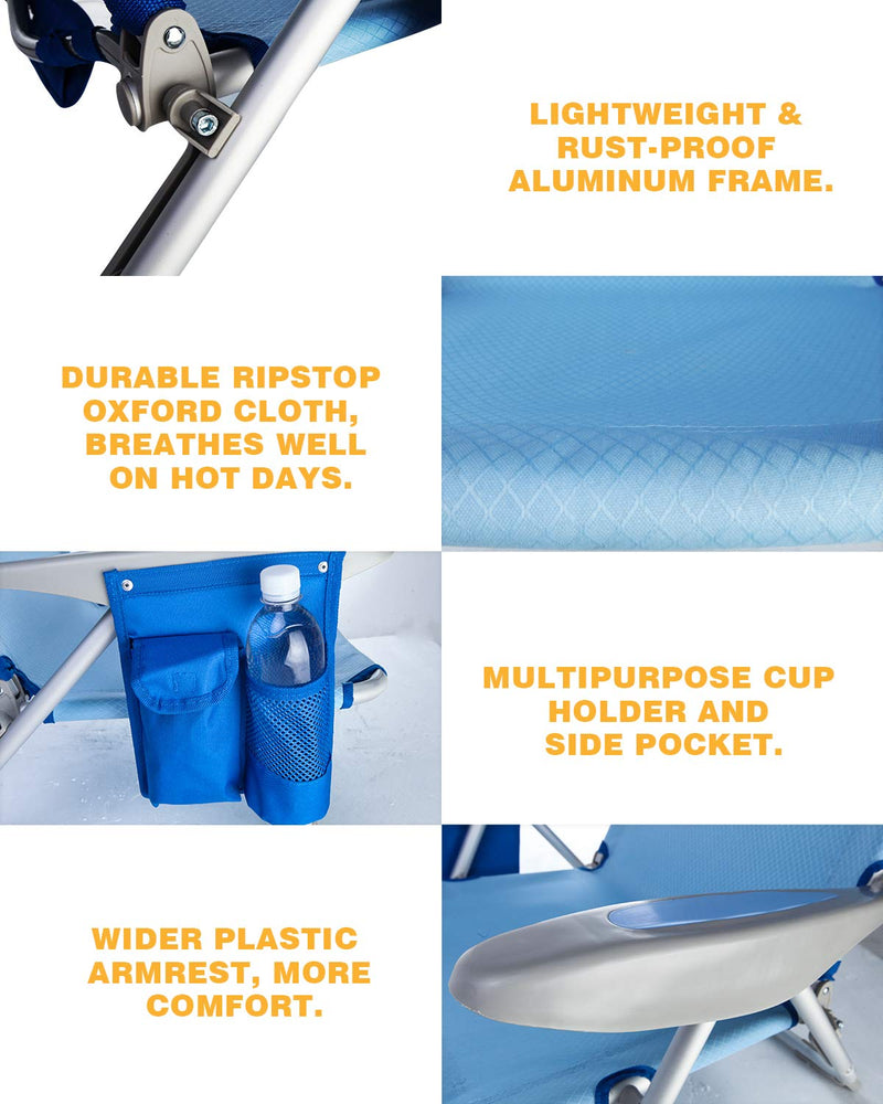 Load image into Gallery viewer, WEJOY Adjustable Beach Chair with Cup Holder and Padded Headrest