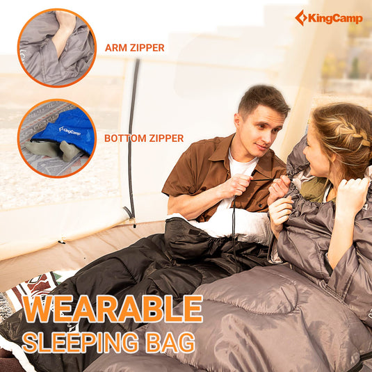 KingCamp LONA 250 Wearable Sleeping Bags with Bottom Zipper