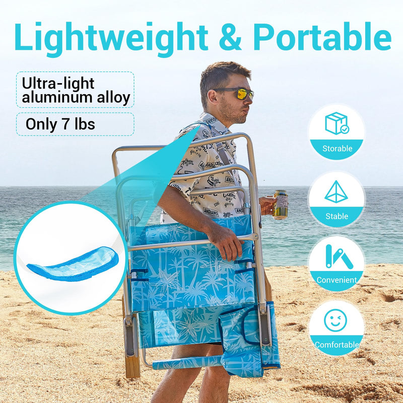 Load image into Gallery viewer, WEJOY Premium High Back Beach Chair Aluminum Camping Chair