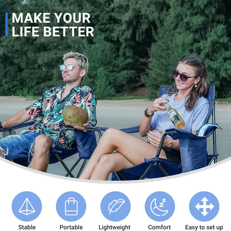 Load image into Gallery viewer, KingCamp Padded Outdoor Folding Quilted Armchair with Built In Cupholder