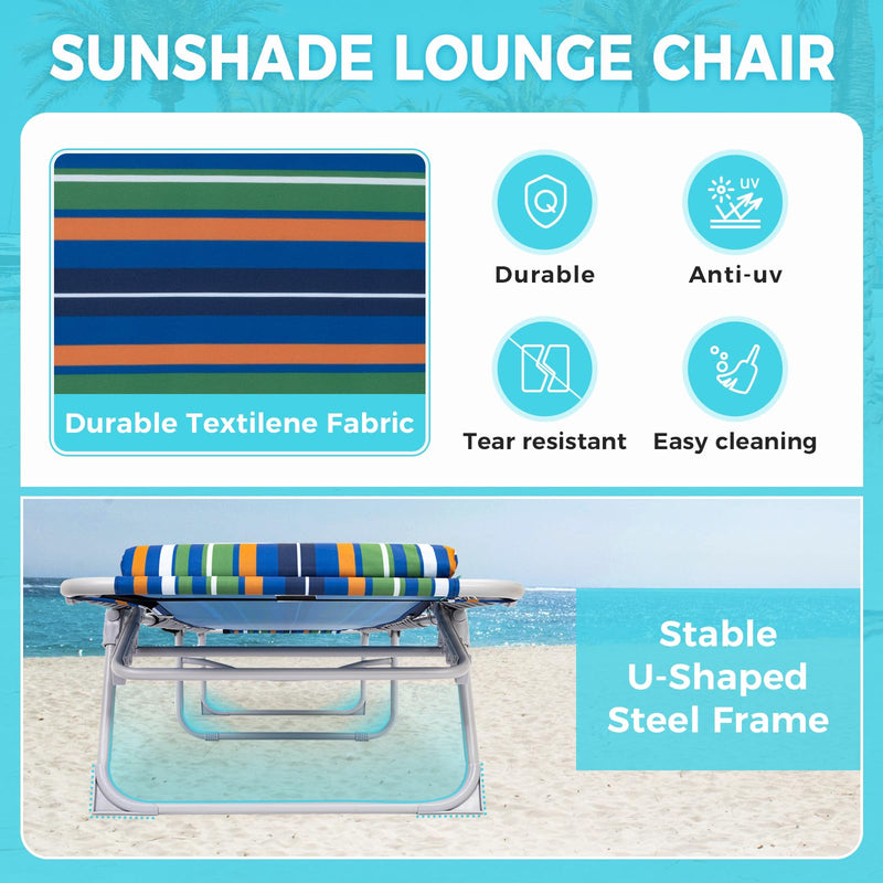 Load image into Gallery viewer, WEJOY Classic Portable Lounge Chair with Canopy Sun Shade Striped