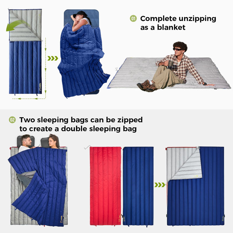 Load image into Gallery viewer, ATEPA Ultralight Down Sleeping Bag Filling 300g White Duck Down Easy to Pack