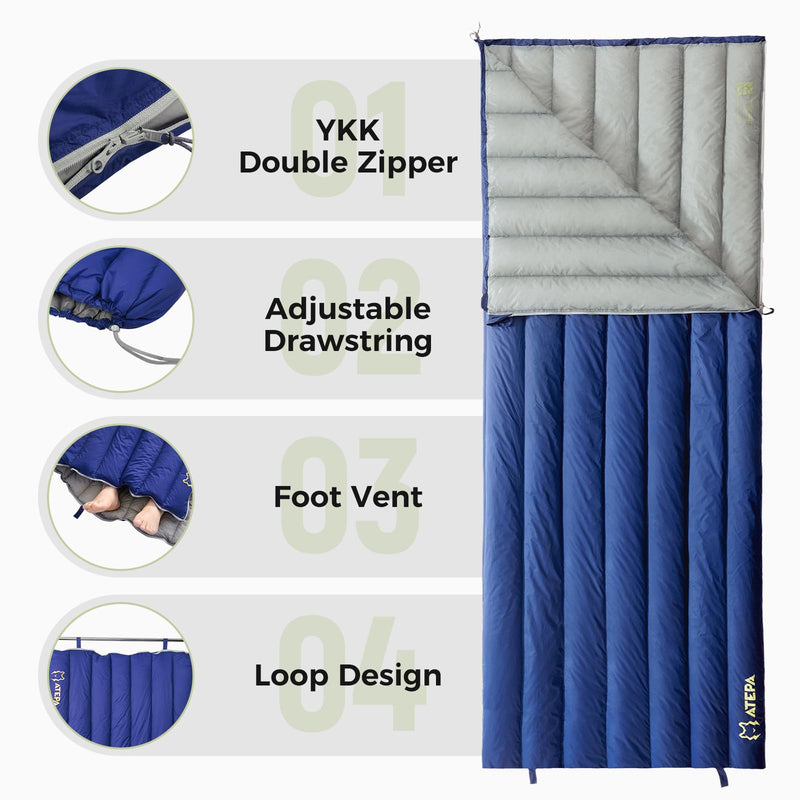 Load image into Gallery viewer, ATEPA Ultralight Down Sleeping Bag Filling 300g White Duck Down Easy to Pack