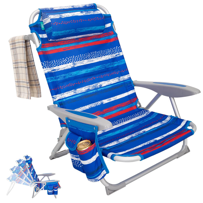 Load image into Gallery viewer, WEJOY Adjustable Beach Chair with Cup Holder and Padded Headrest