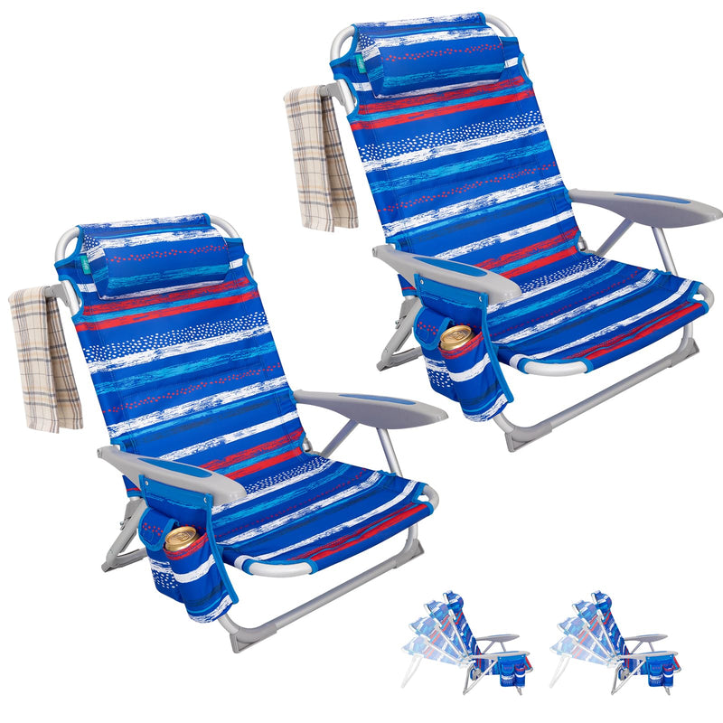 Load image into Gallery viewer, WEJOY Adjustable Beach Chair Set of 2 Blue and Red