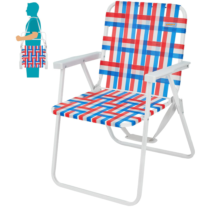 Cargue la imagen en el visor de la galería, WEJOY Beach Chair - Foldable and Portable Lawn Chair with Hard Armrest