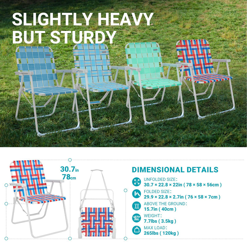 Cargue la imagen en el visor de la galería, WEJOY Beach Chair - Foldable and Portable Lawn Chair with Hard Armrest