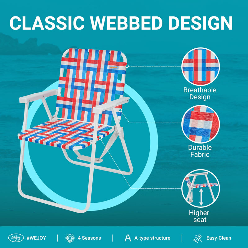 Cargue la imagen en el visor de la galería, WEJOY Beach Chair - Foldable and Portable Lawn Chair with Hard Armrest