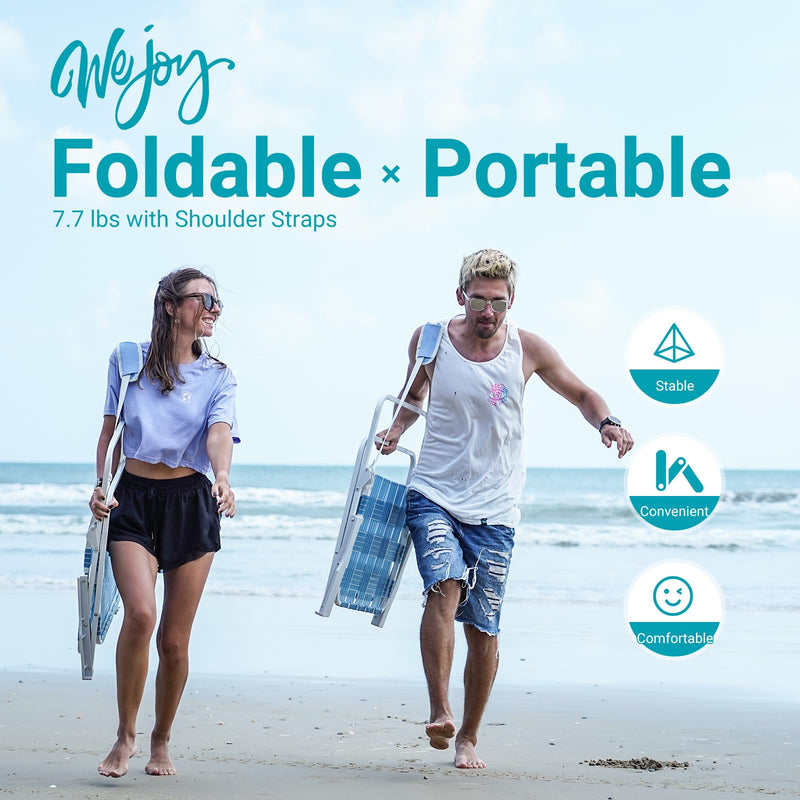 Cargue la imagen en el visor de la galería, WEJOY Beach Chair - Foldable and Portable Lawn Chair with Hard Armrest