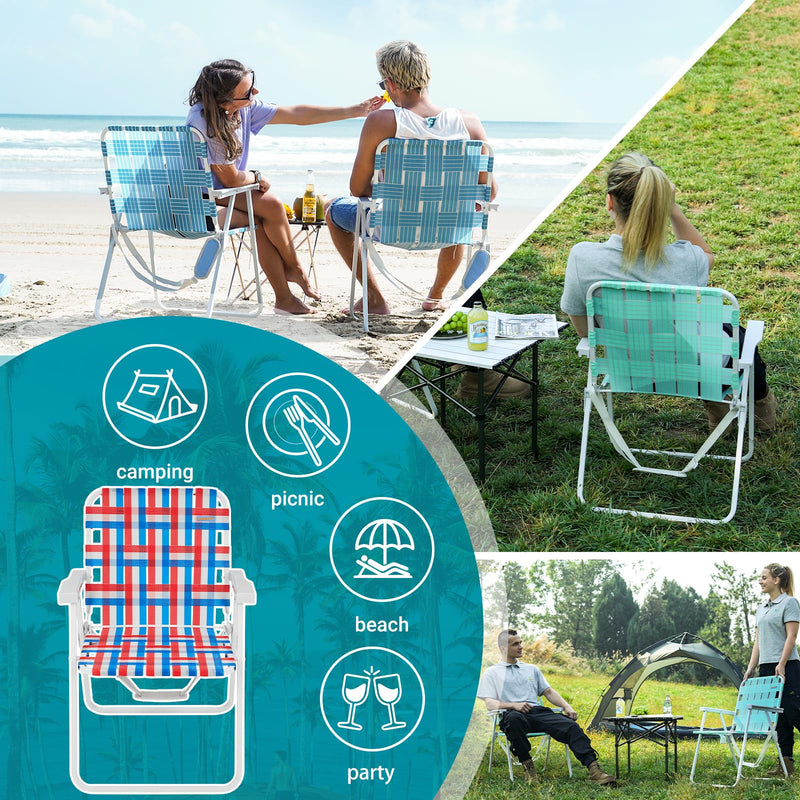 Cargue la imagen en el visor de la galería, WEJOY Beach Chair - Foldable and Portable Lawn Chair with Hard Armrest