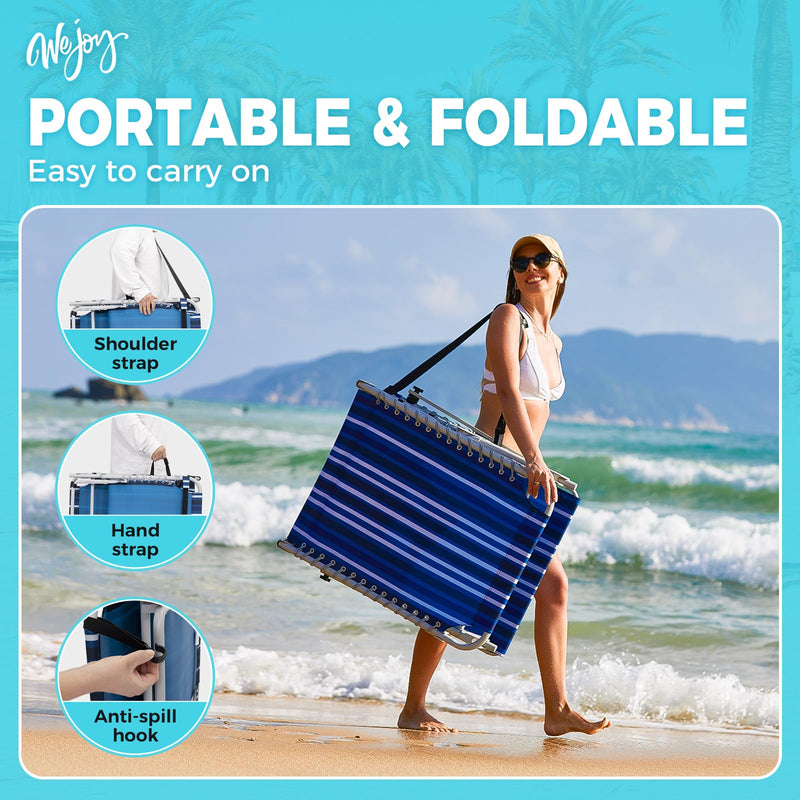 Load image into Gallery viewer, WEJOY Classic Portable Lounge Chair with Canopy Sun Shade Striped