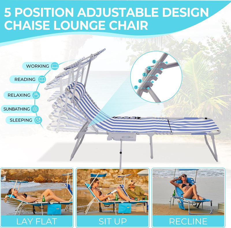 Load image into Gallery viewer, WEJOY Cool Lounge Chair Plus Folding Chaise Lounge Chair with Adjustable Back