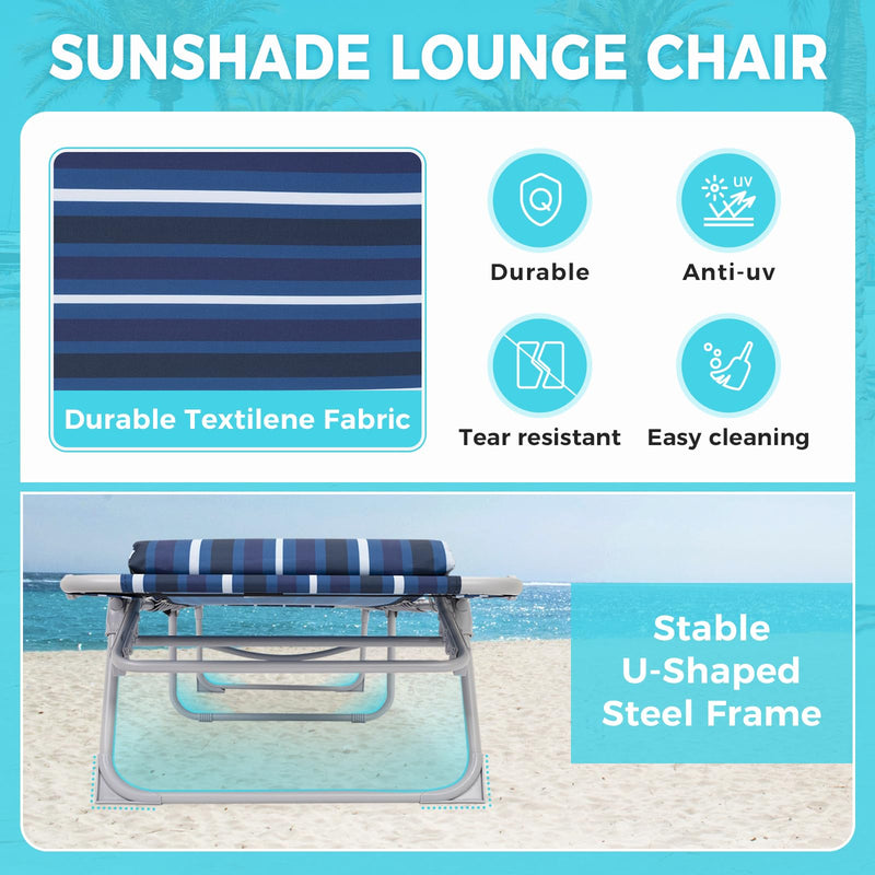 Load image into Gallery viewer, WEJOY Classic Portable Lounge Chair with Canopy Sun Shade Striped