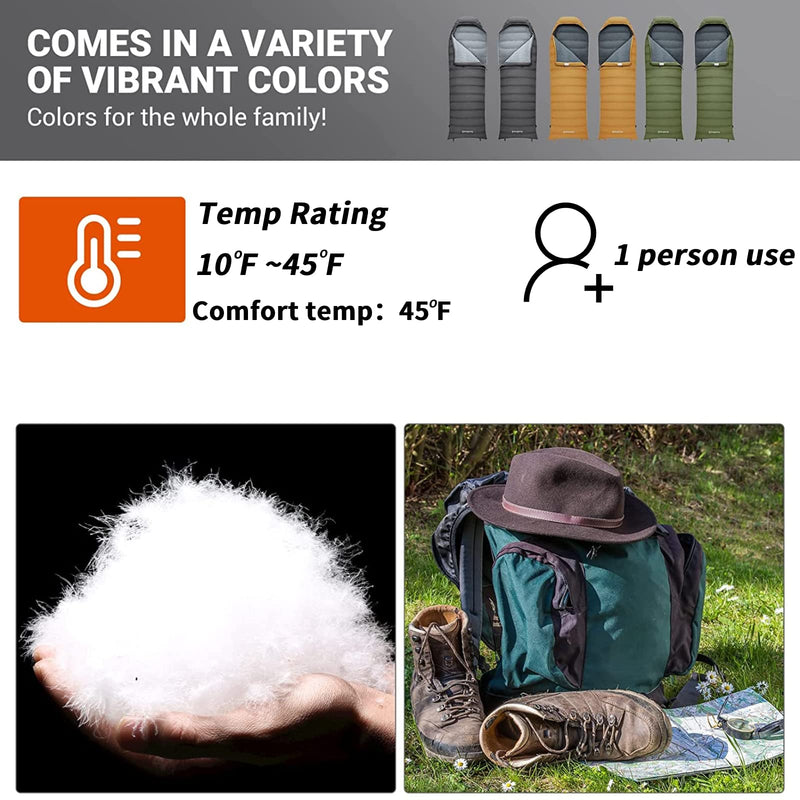 Load image into Gallery viewer, KingCamp Lightweight Down Sleeping Bag-Envelope With Hood