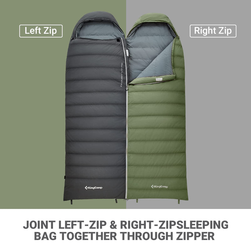 Load image into Gallery viewer, KingCamp Lightweight Down Sleeping Bag-Envelope With Mummy Hood Wide and Large