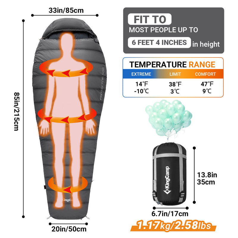 Load image into Gallery viewer, KingCamp PROTECTOR 400 Down Mummy Sleeping Bag