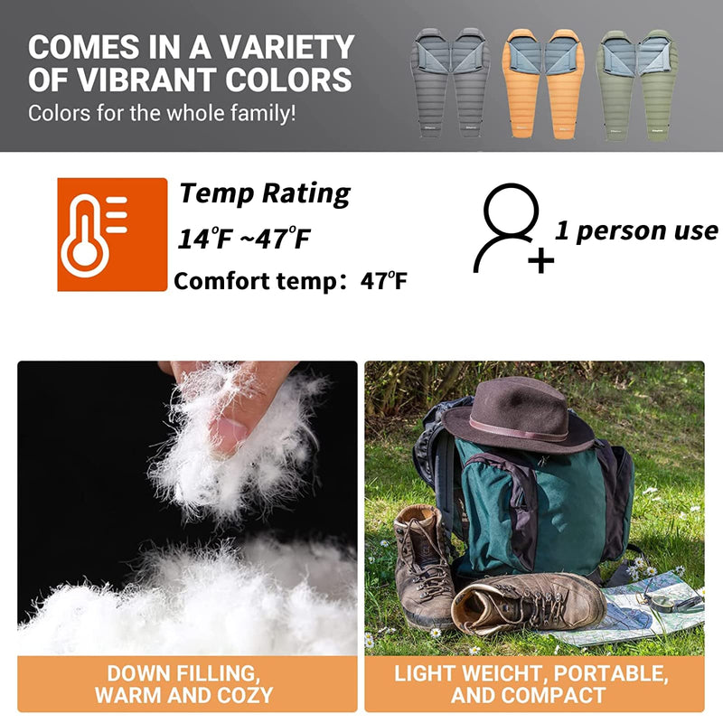 Load image into Gallery viewer, KingCamp PROTECTOR 400 Down Mummy Sleeping Bag