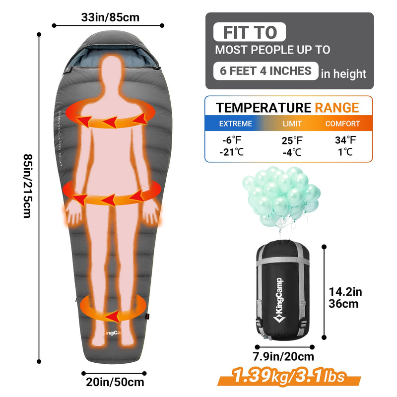 Load image into Gallery viewer, KingCamp PROTECTOR 400 Down Mummy Sleeping Bag