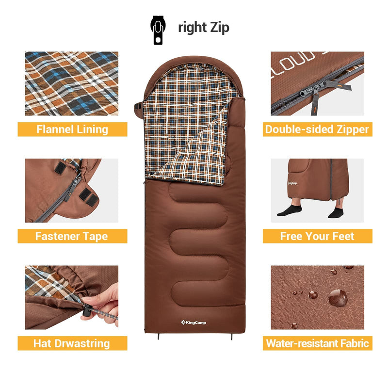 Load image into Gallery viewer, KingCamp CLOUDY 400 Sleeping Bag-Envelope With Flannel Lining