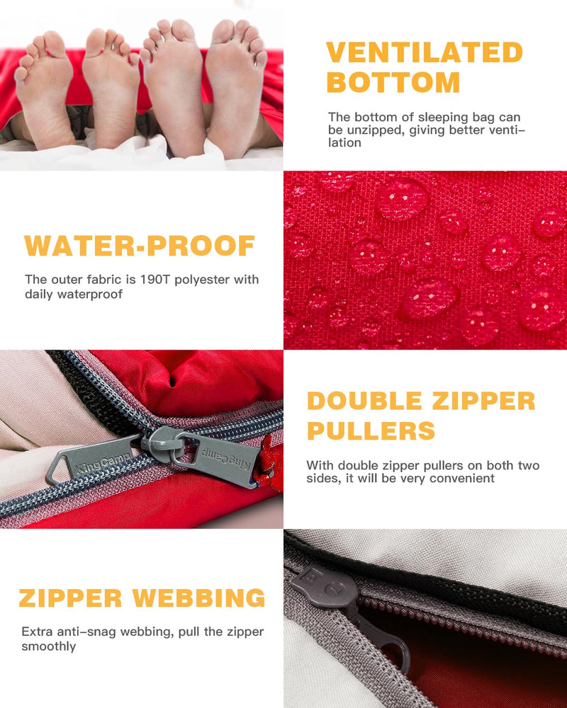 Cargue la imagen en el visor de la galería, Saco de dormir KingCamp OXYGEN 250D con doble capucha